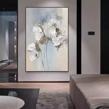 blume - White Floral by Spachtel Blumenwanddekor